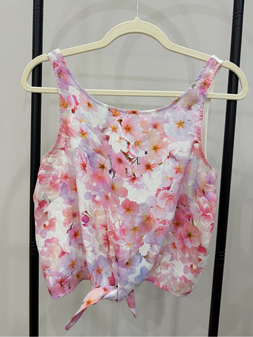 Forever New Pink & White Floral Knot-Front Camisole